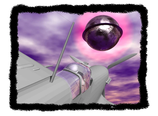 Mantell 사건 재구성도 — P-51 Mustang + 추정 UFO