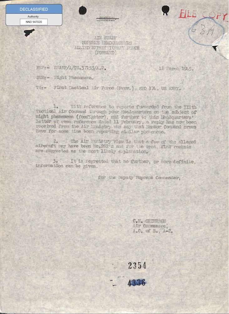 Declassified Air Staff document.