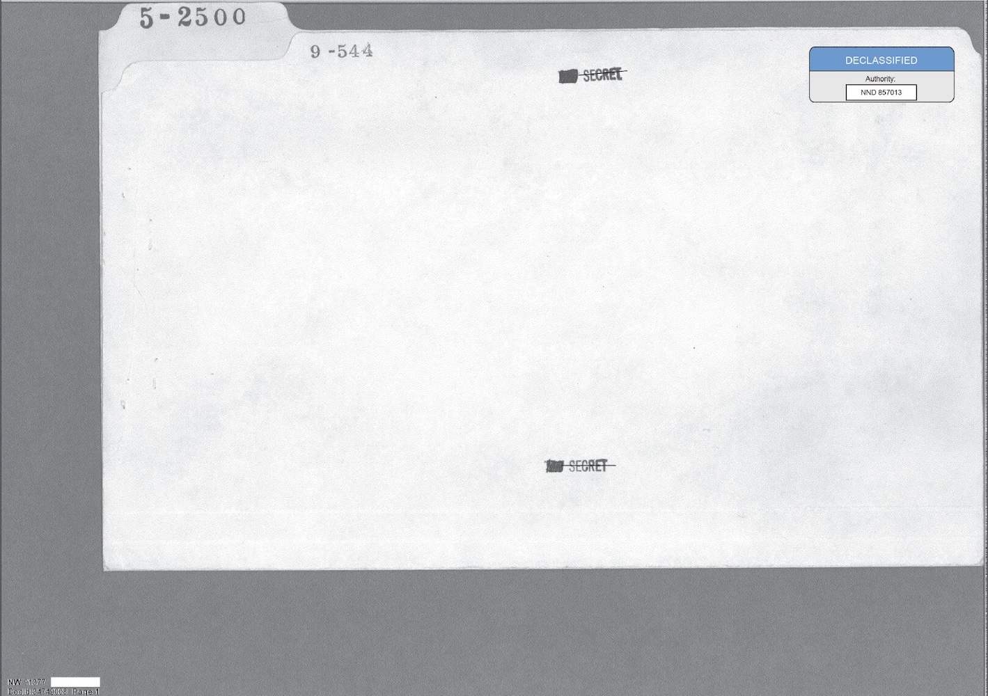 Declassified Secret file folder.