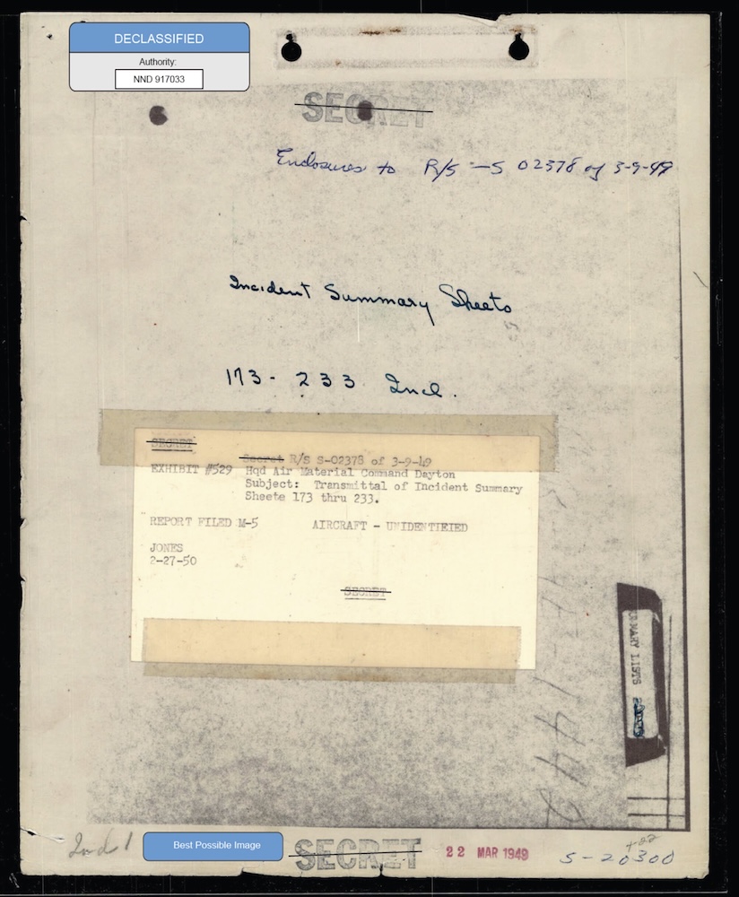 Declassified Secret document cover sheet with handwritten notes.